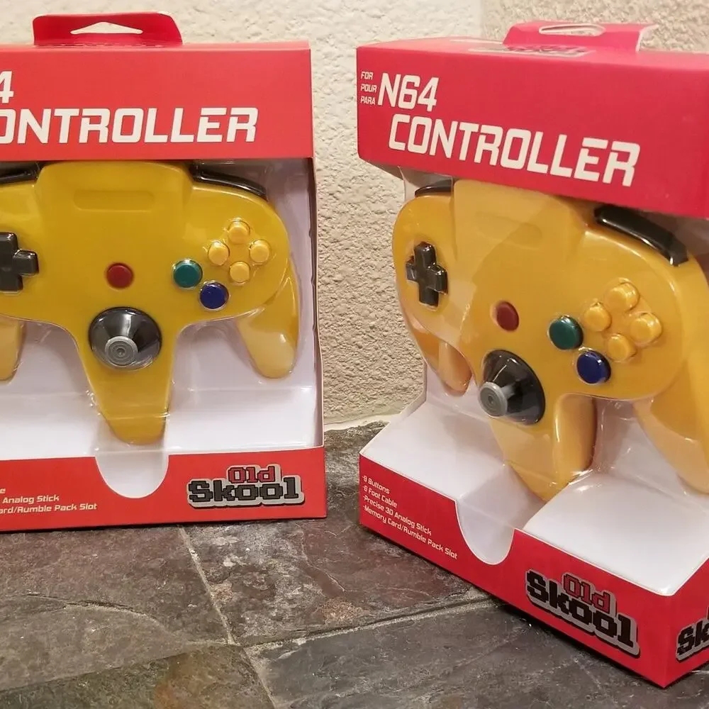 2 N64 Controllers - Yellow (NEW) - Nintendo64 - Old Skool